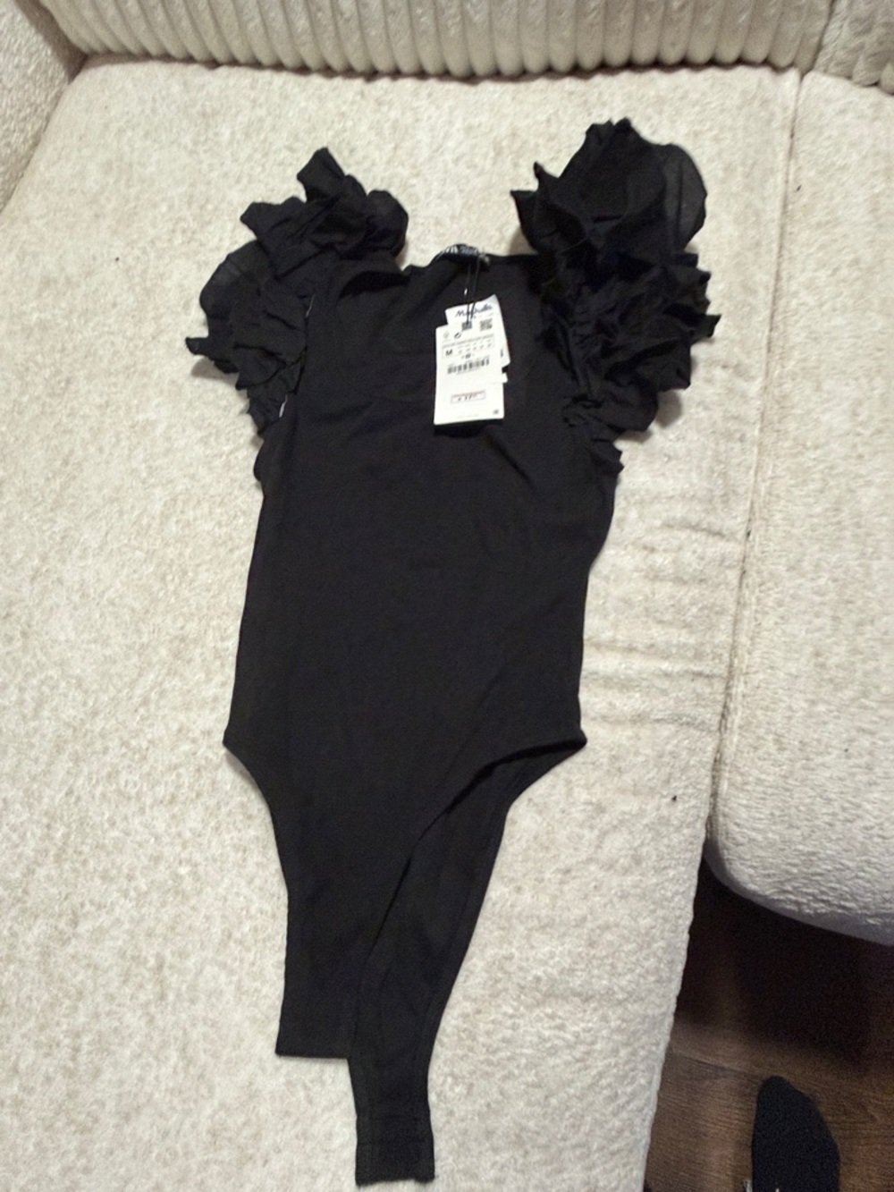 Brand new with tags Zara Black Ruffle-Sleeve Bodysuit